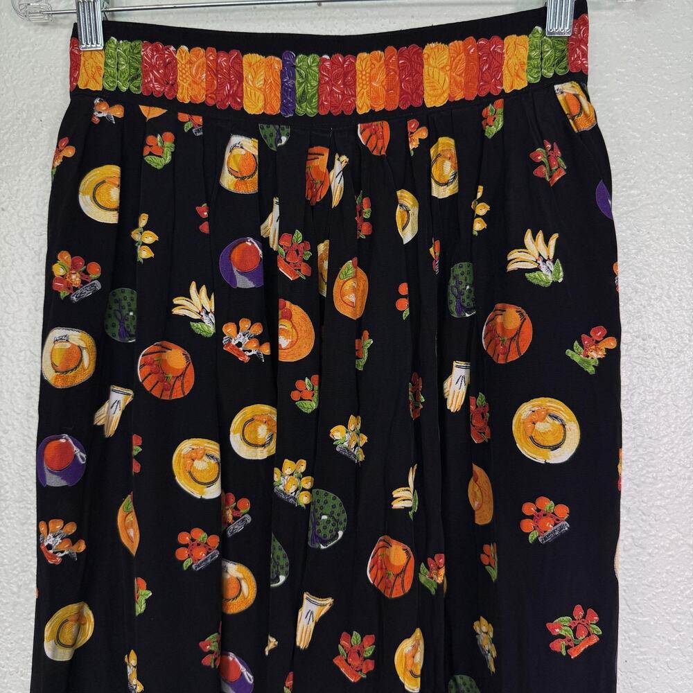 Vintage Platinum By Dorothy Schoelen Set Women 10 Fruit Shirt Wide Leg Pants 90s - Picture 7 of 16